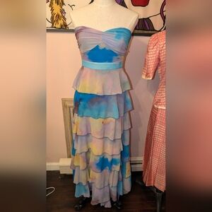 Jewel Badgley Mischka Multicolor Strapless Maxi Dress